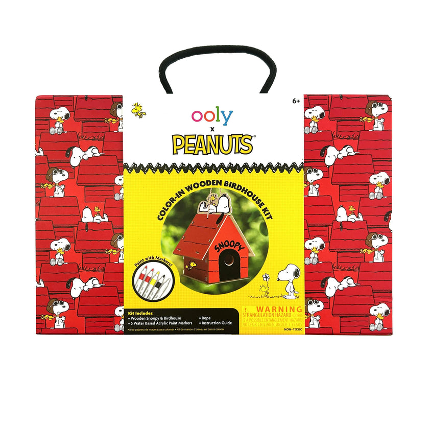 OOLY x Peanuts Color-in Wooden Birdhouse Kit - 5 Paint Markers