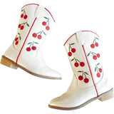 Cowgirl Wild Cherry Boots, White