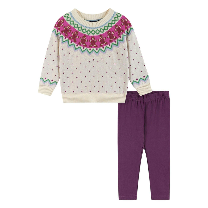 Infant White Fair Isle Sweater & Jegging Set
