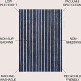 Rand Distressed Ticking Stripe Machine-washable Area Rug