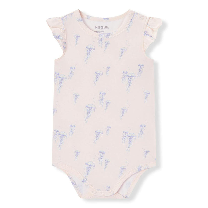 Sunset Jellyfish Cotton Stretch Ruffle One Piece
