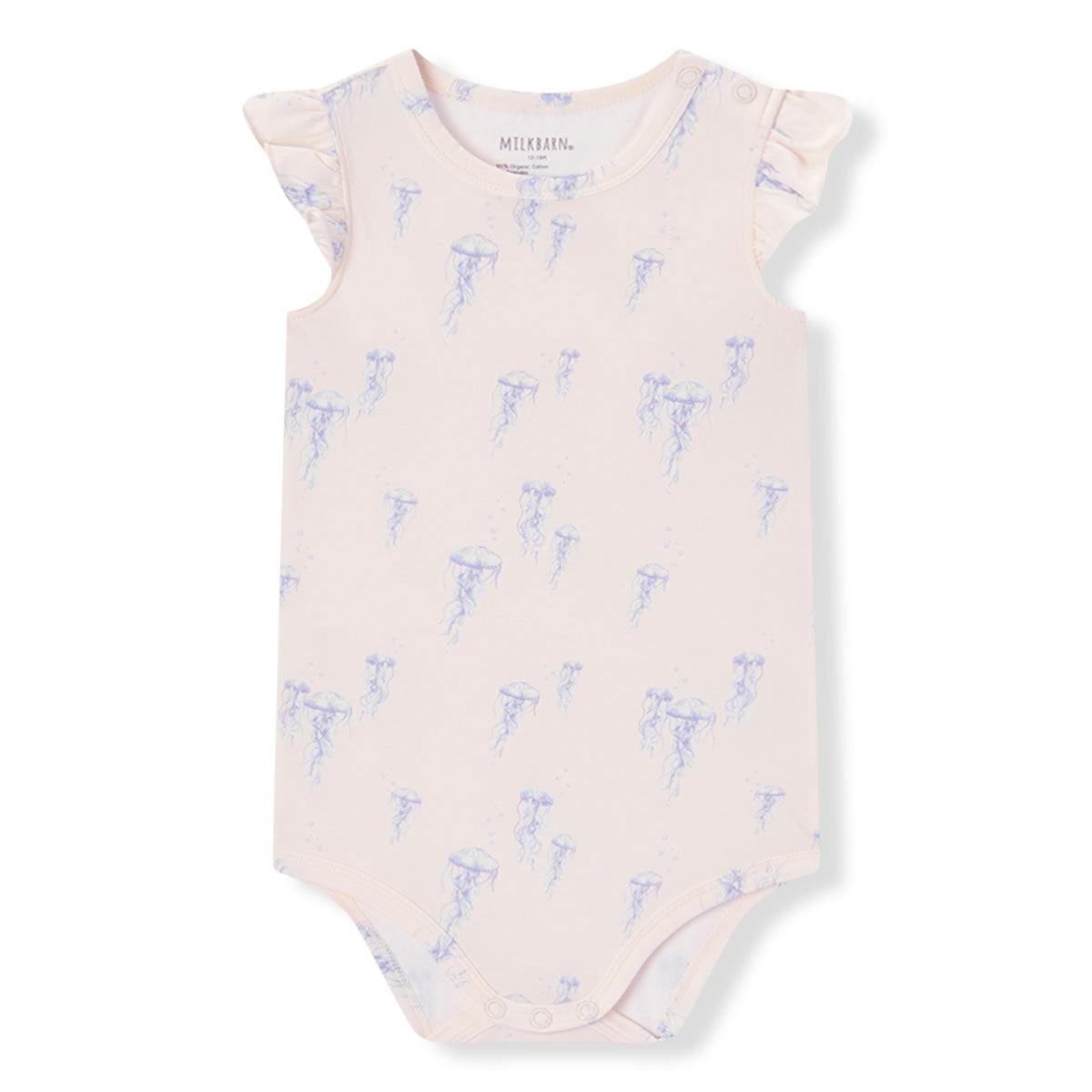 Sunset Jellyfish Cotton Stretch Ruffle One Piece