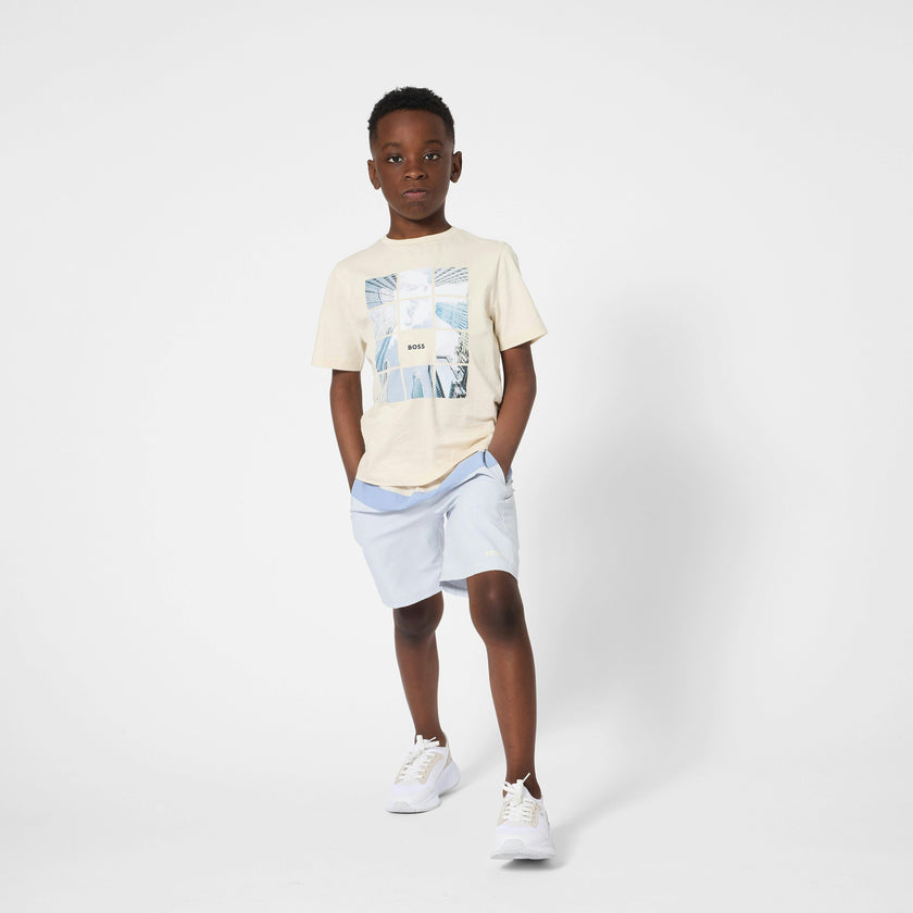 Beige & Blue Swimshorts