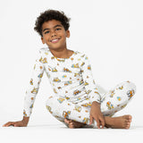 Love Trucks White Bamboo Kids Pajamas