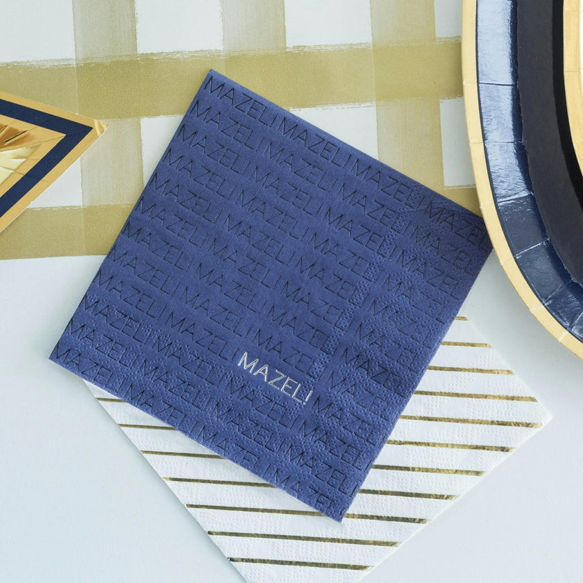 Navy "Mazel" Cocktail Napkins
