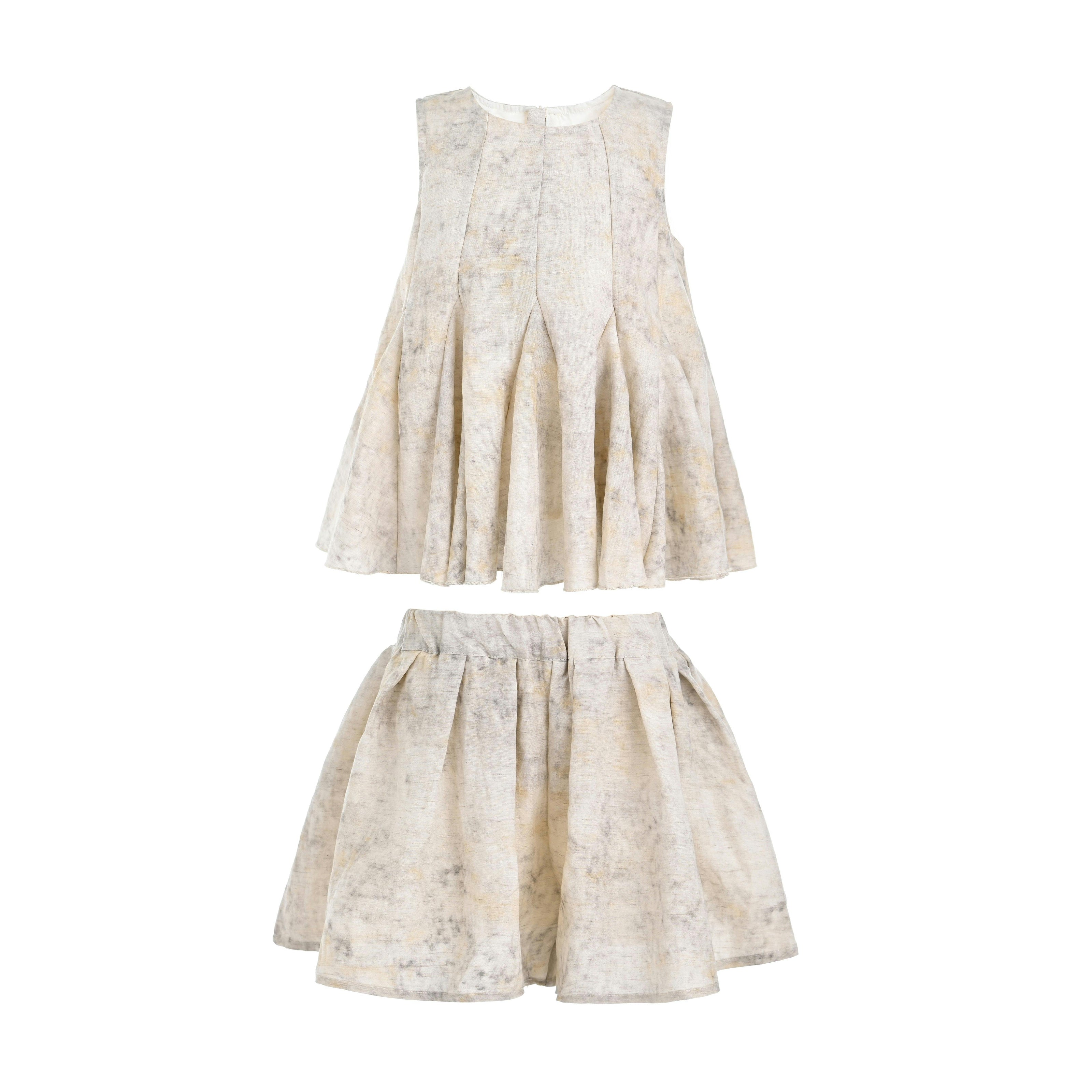Marble Pleated Two-Piece Set