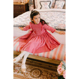 Angele Pink Corduroy Long Sleeve Smocked Dress