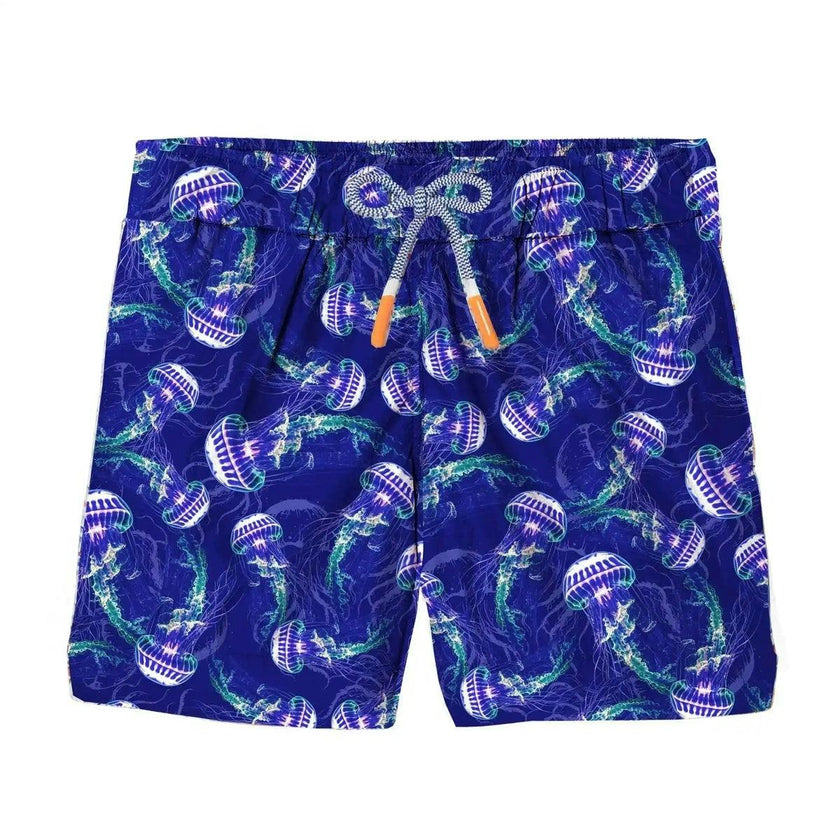 Boys' swim shorts, blue print | JELLYFISH