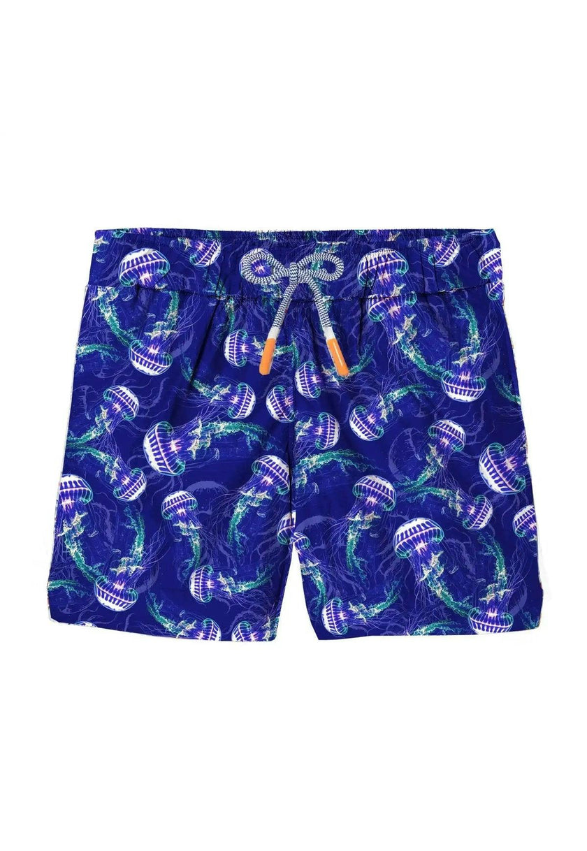 Boys' swim shorts, blue print | JELLYFISH