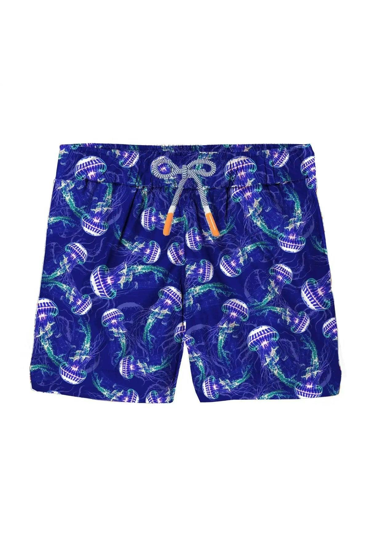 Boys' swim shorts, blue print | JELLYFISH