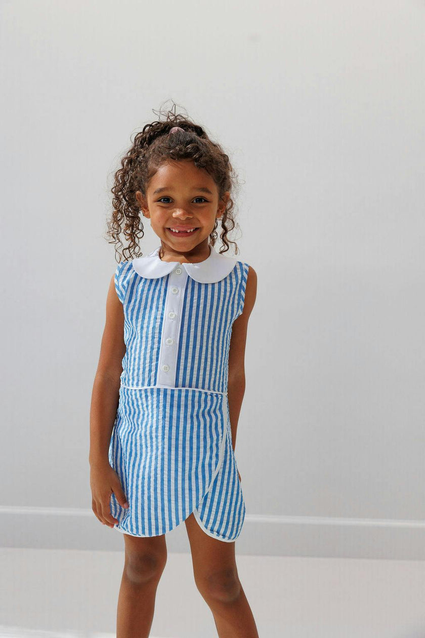 Girls Seersucker Stripe Tennis Skort Dress
