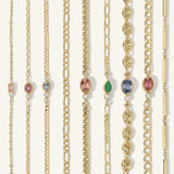 Mini Olympia Oval Station Bracelet in Pink Sapphire on Lorelai Chain
