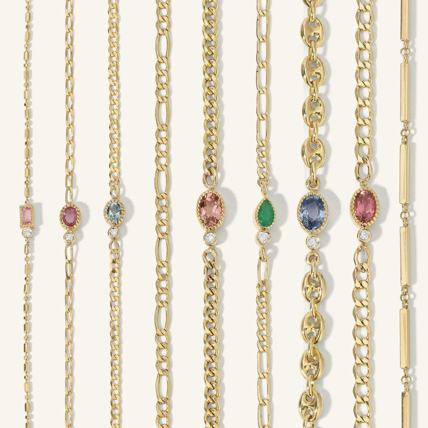 Mini Eva Station Bracelet in Pink Sapphire on Baby Bella Chain