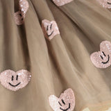 Brown Cyrusila Sequin Heart Tulle Dress