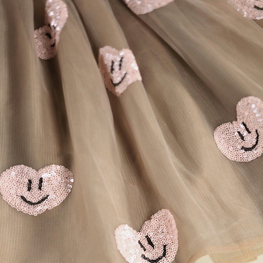 Brown Cyrusila Sequin Heart Tulle Dress