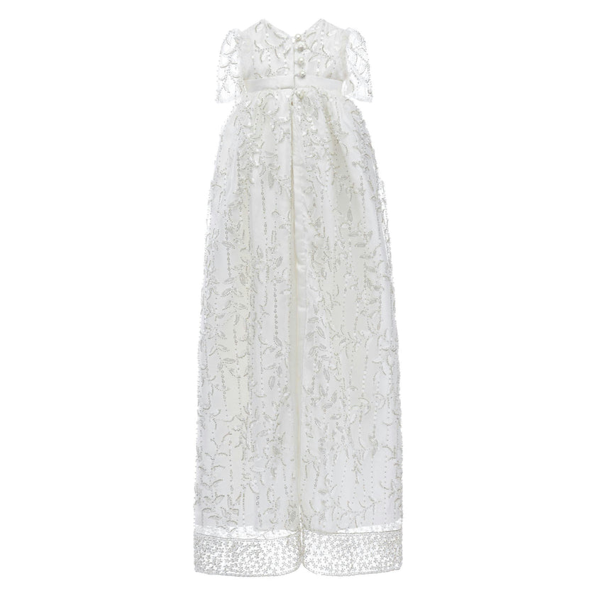 White Embroidered Christening Dress & Bonnet Set