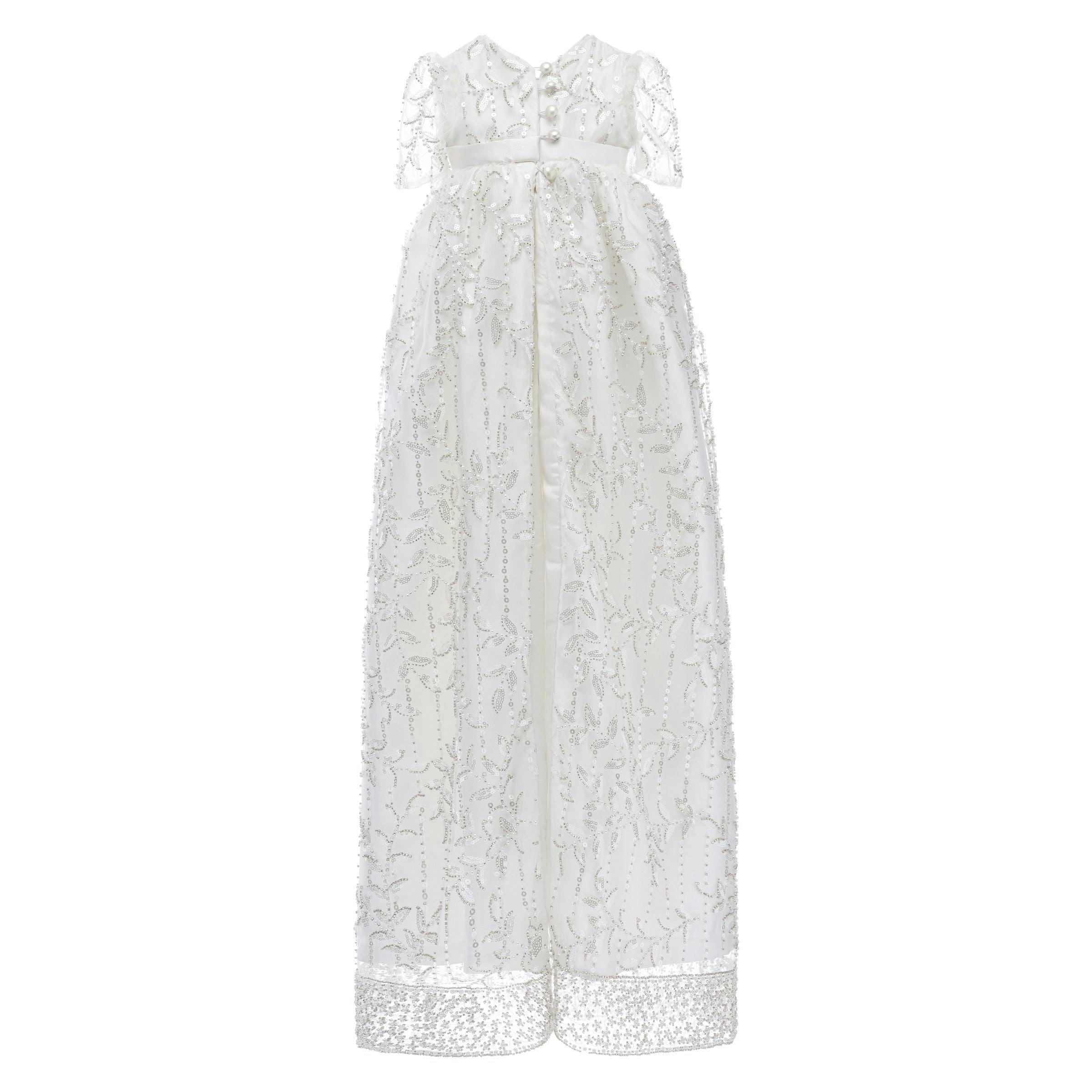 White Embroidered Christening Dress & Bonnet Set