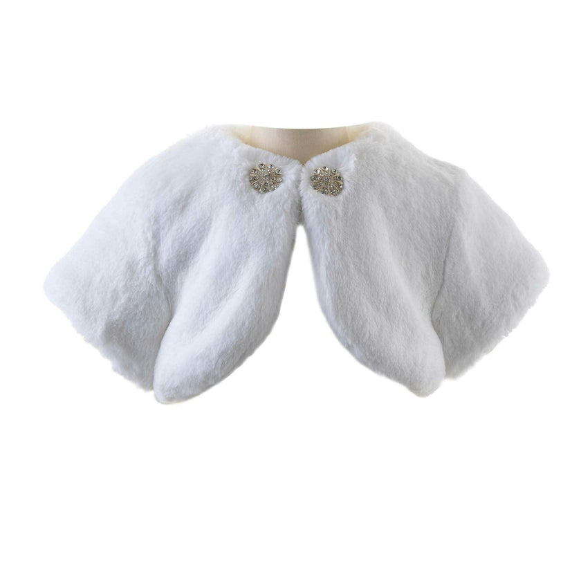 Diamante Faux Fur Bolero, Ivory