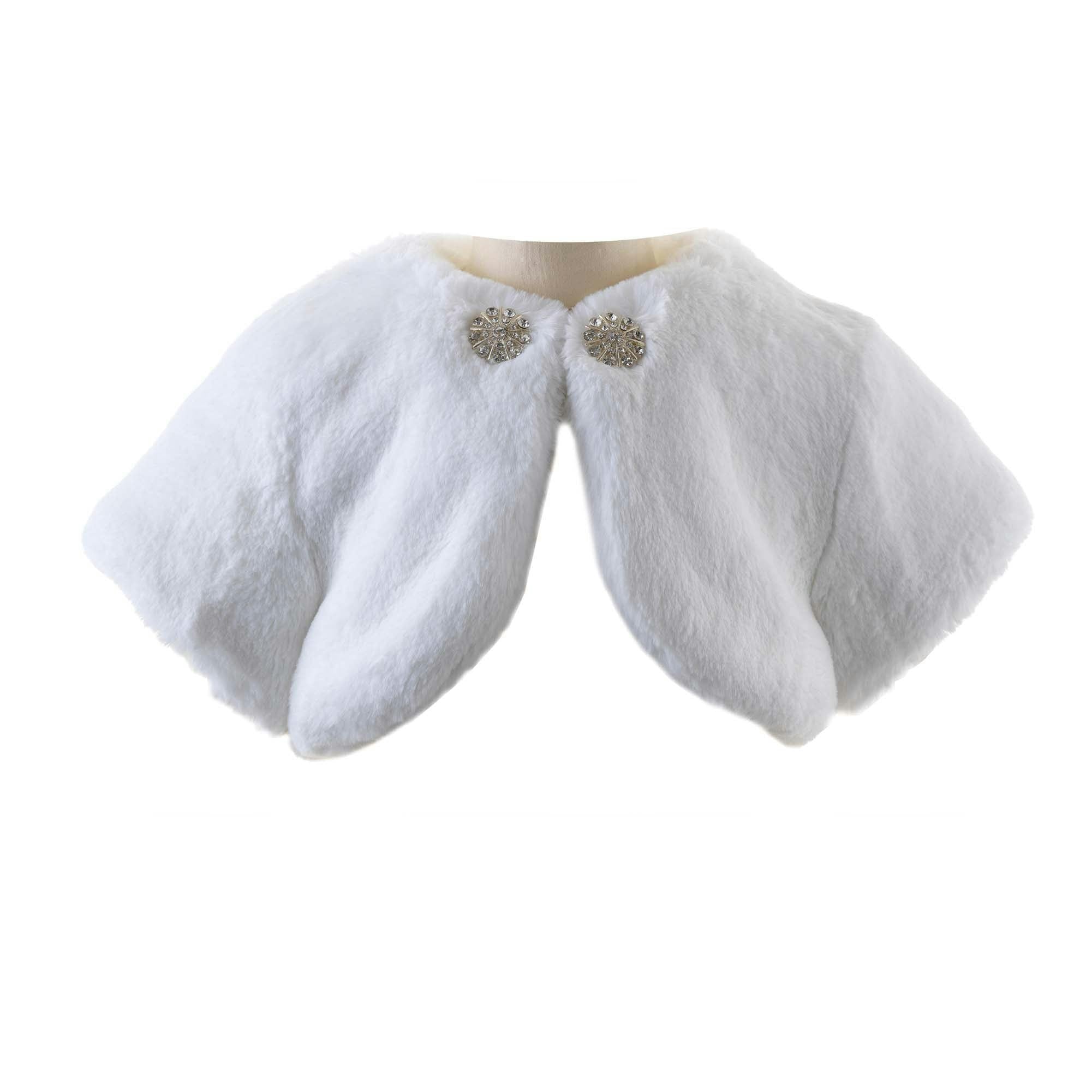 Diamante Faux Fur Bolero, Ivory