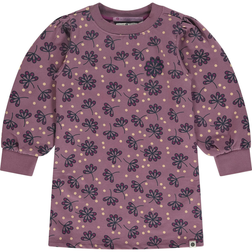 Floral Crew Neck Long Puff Sleeve Pull-Over Dress