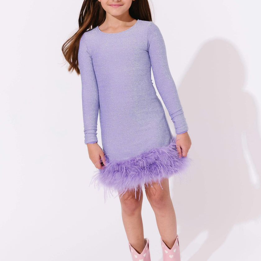 Lavender Shimmer Feather Dress