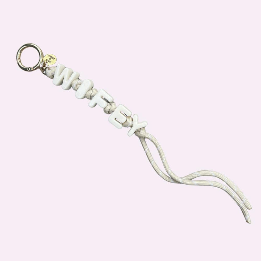 WIFEY Keychain Bag Charm, Ivory