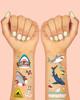 Shark Temporary Tattoos - 38 metallic temporary tattoos