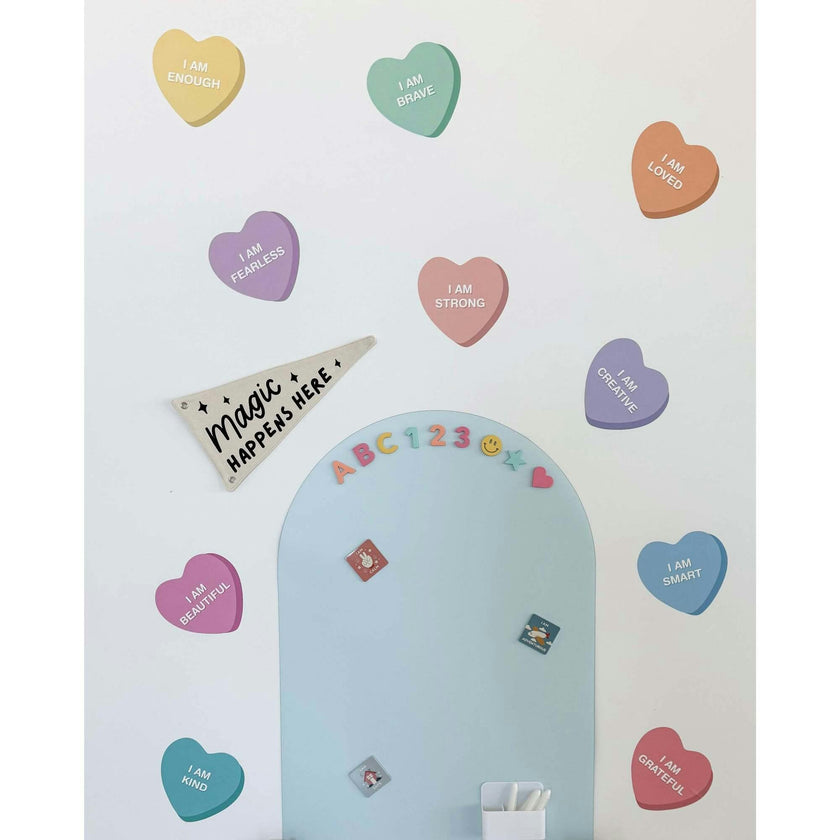 Peel & Stick Fabric Wall Stickers - Affirmation Candy Hearts Brights