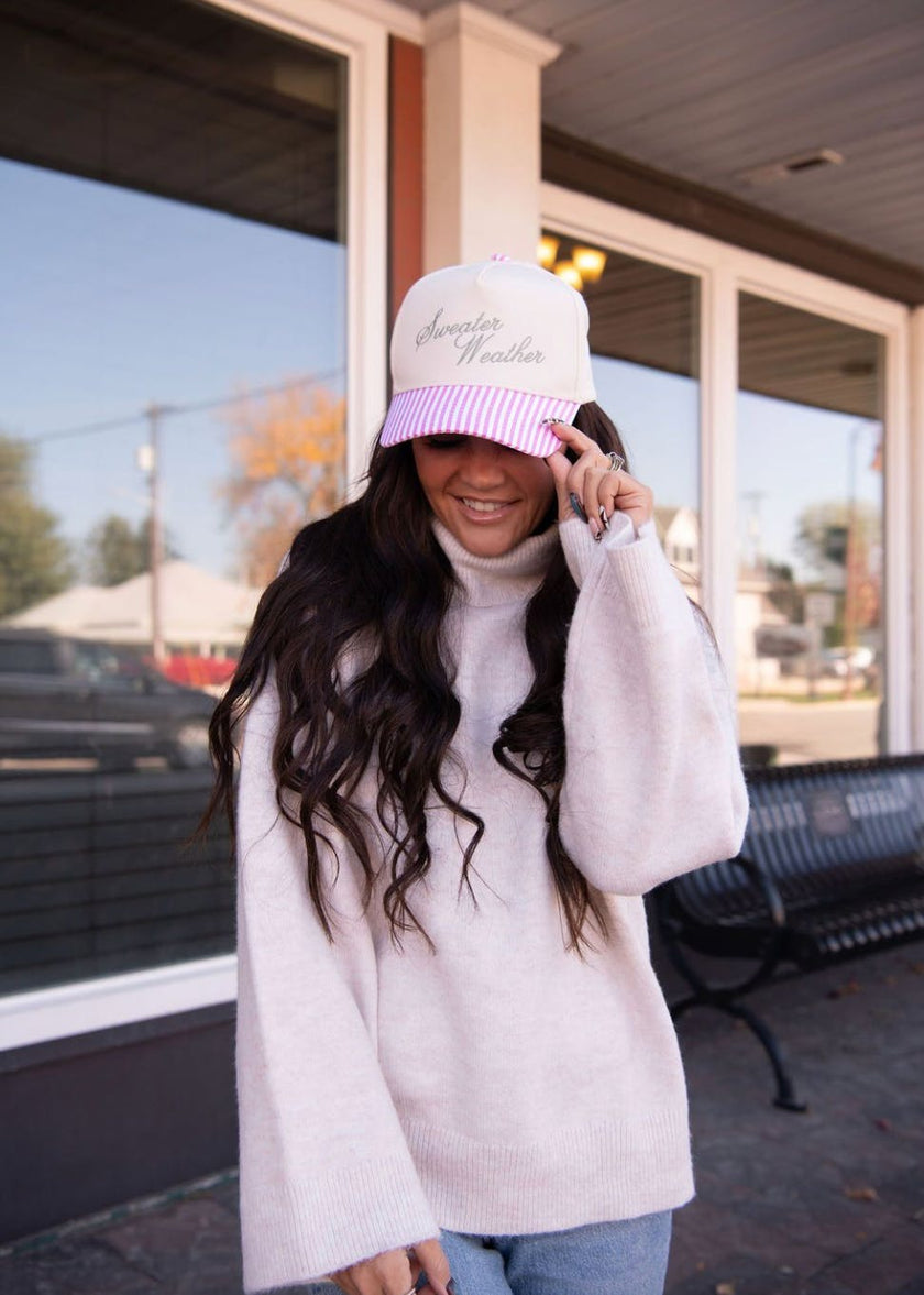 Sweater Weather Striped Brim Hat