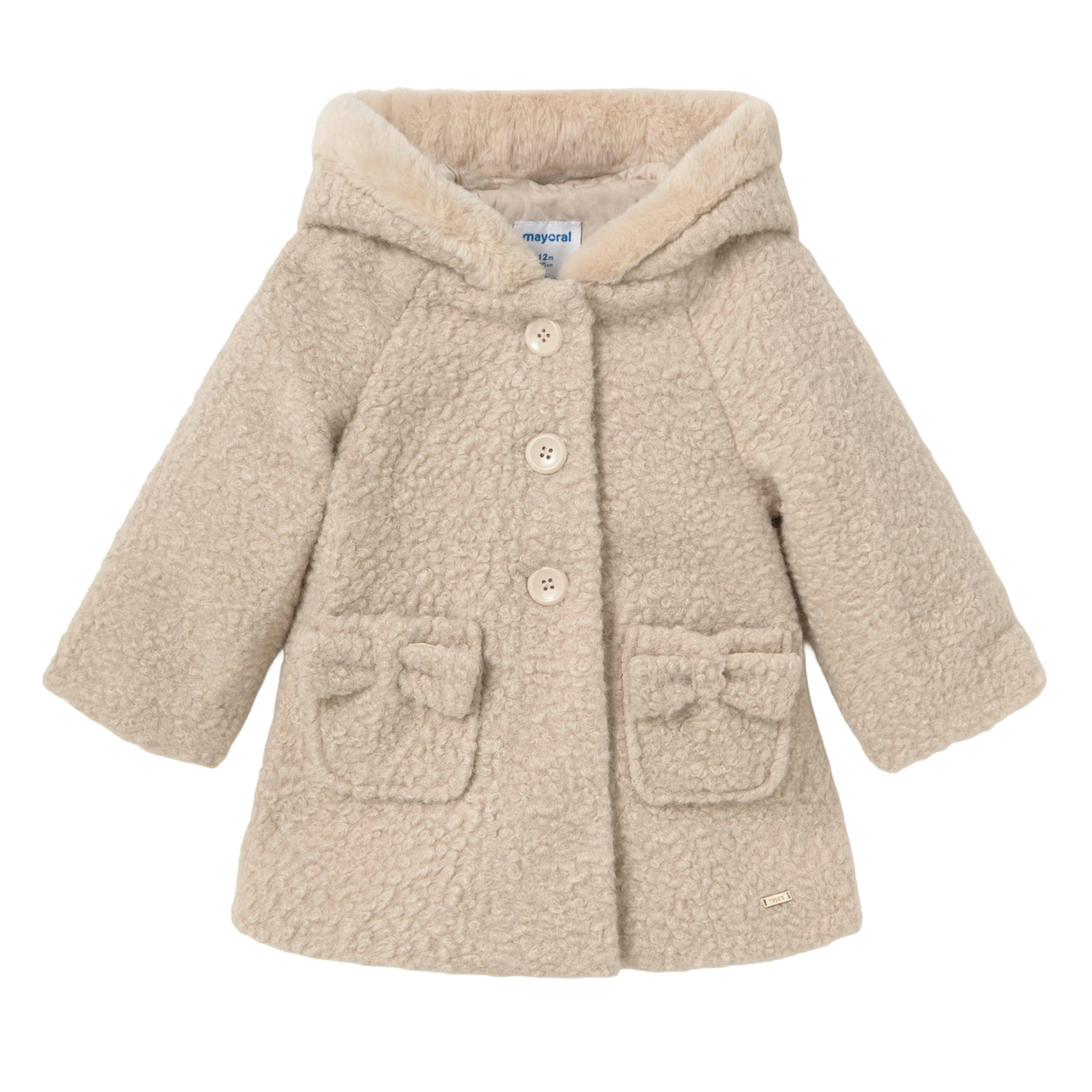 Beige Terry Hooded Coat