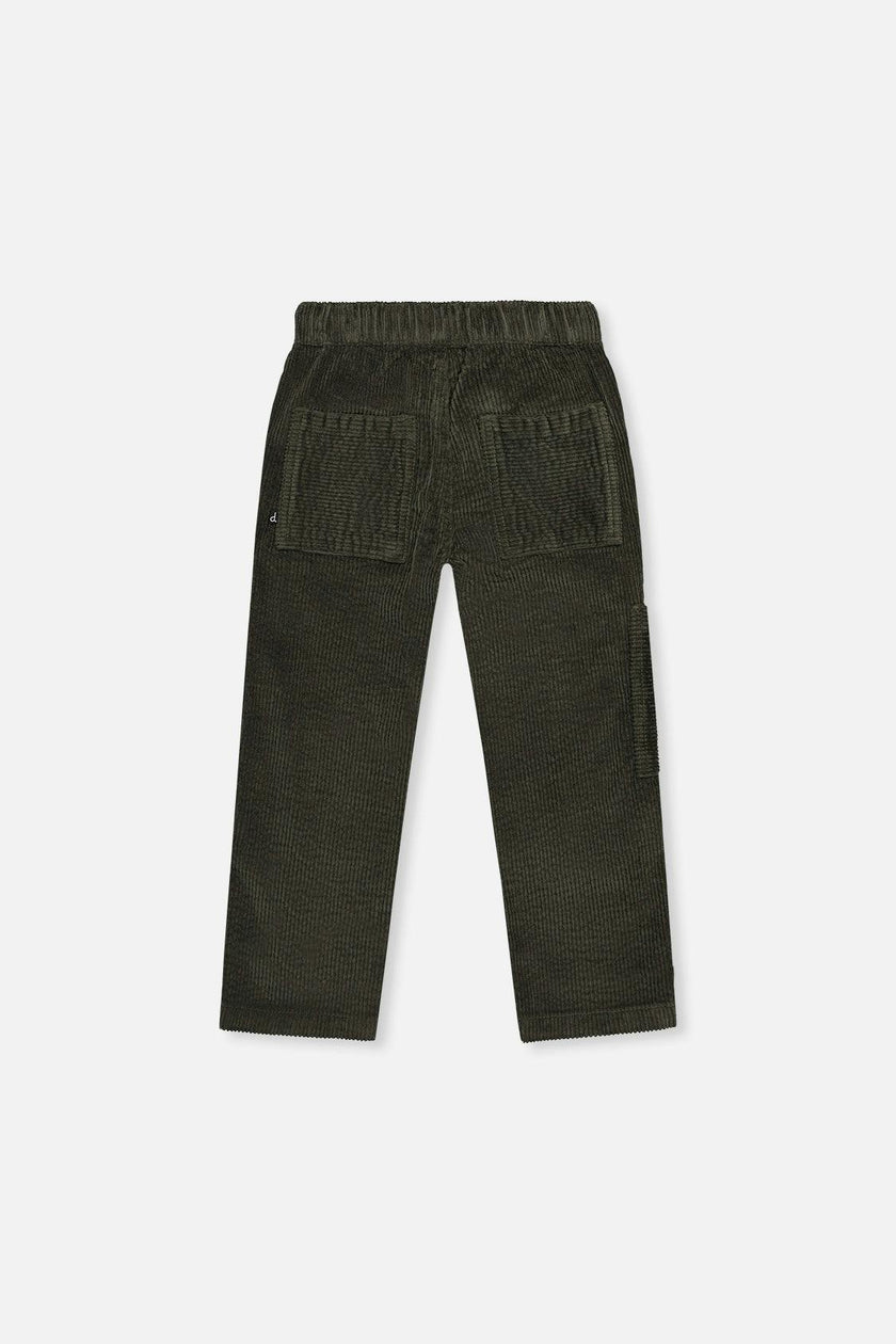 Stretch Corduroy Pants with Cargo Pocket Dark Grey