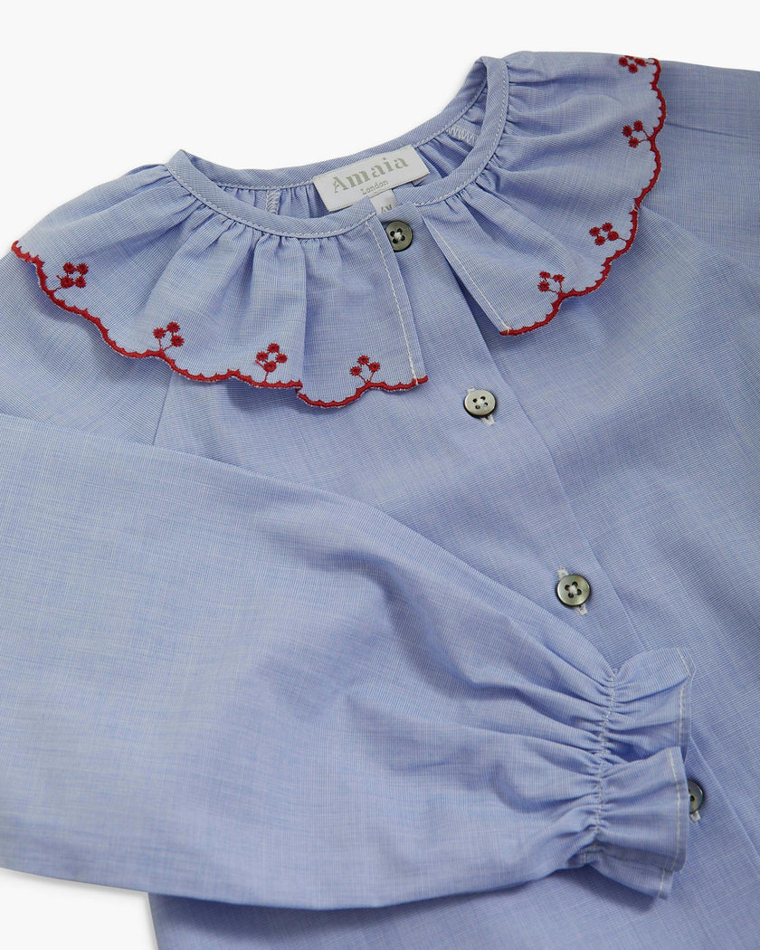 Anaise Blouse Sky Blue Fil a Fil