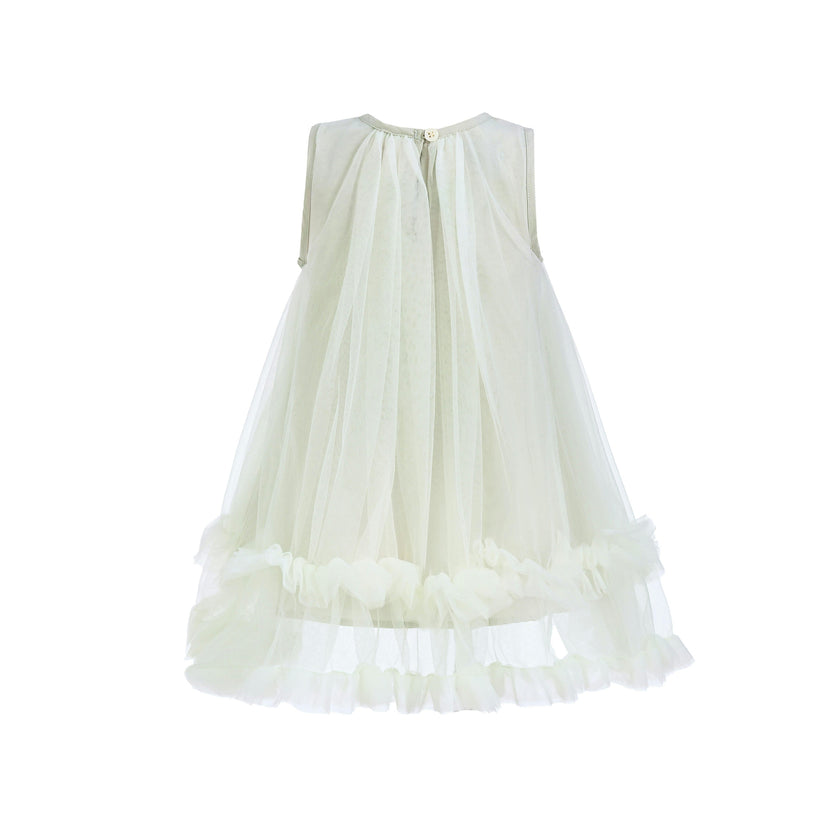 Mist Sleeveless Star Ruffle Dress