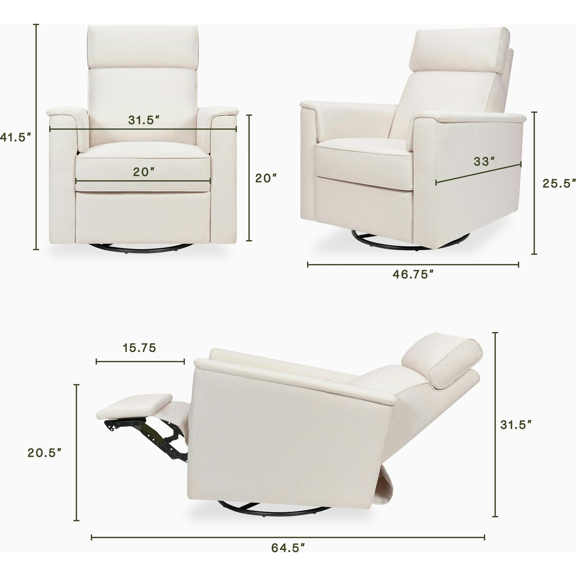 Willa Pro Power Glider Recliner w/ Power Lumbar in Performance Cream Eco-Weave
