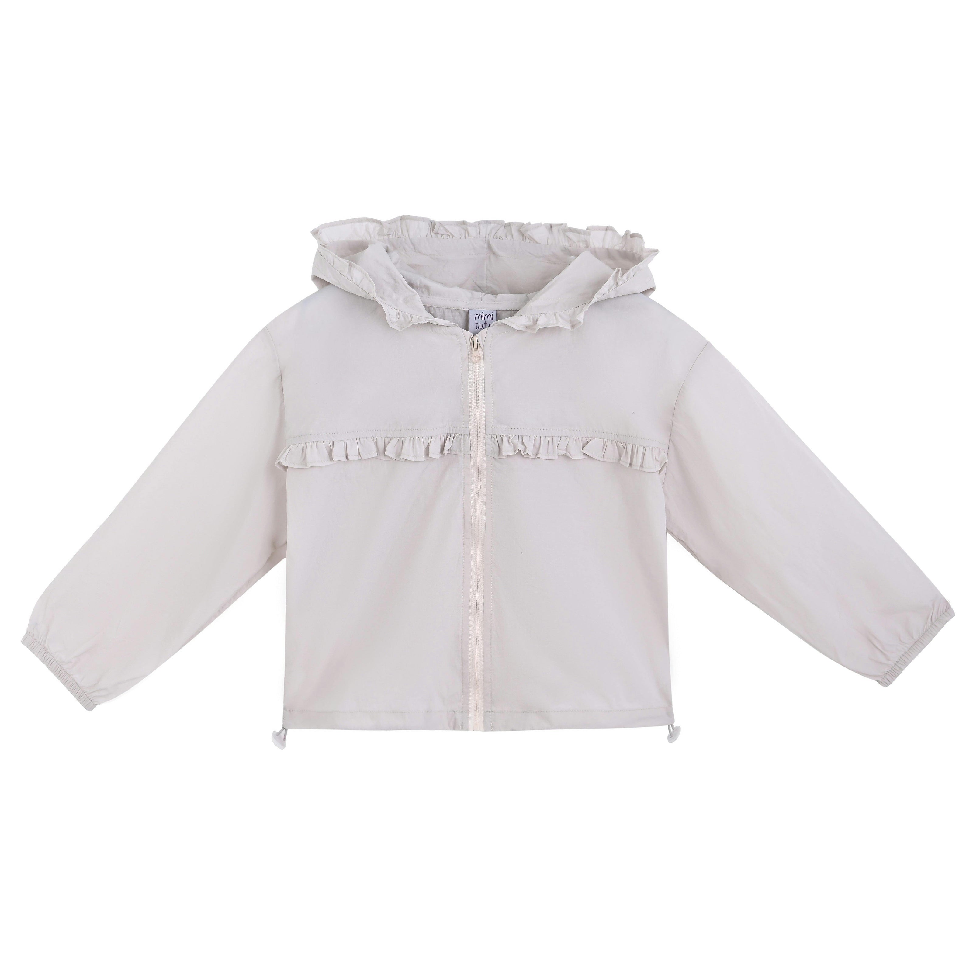 White Light Jacket with Ruffle Hood