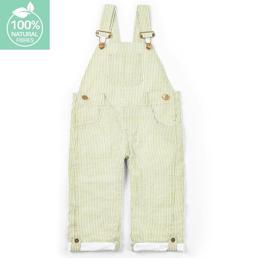 Olive Seersucker Overalls