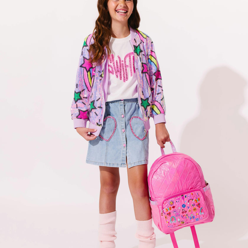 Doodle Art Quilted Backpack