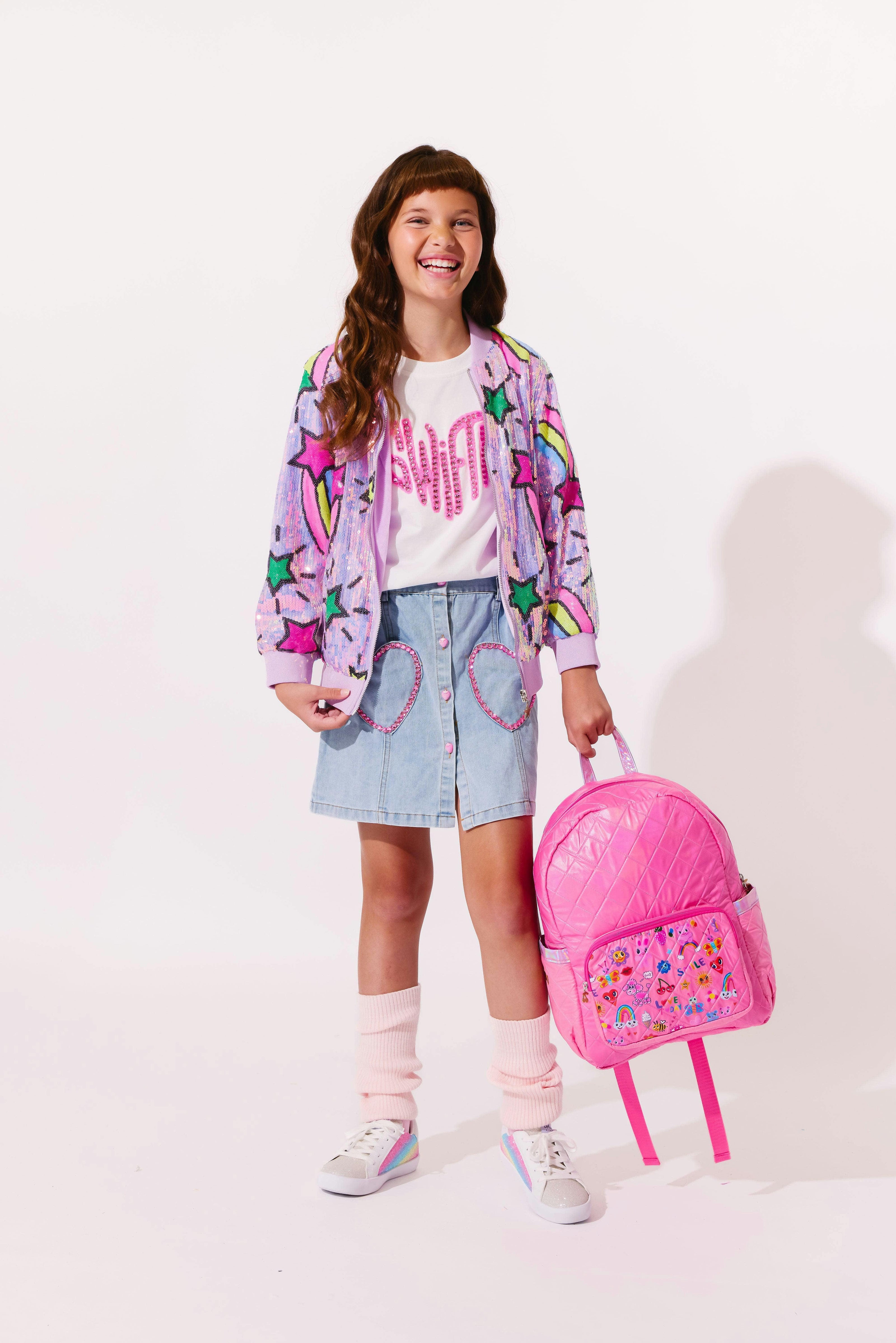 Doodle Art Quilted Backpack