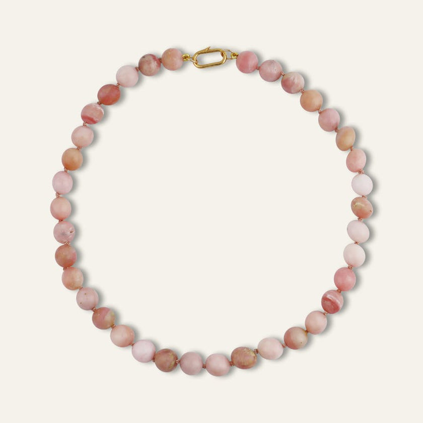 Pink Opal Knotted Gemstone Necklace