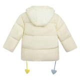 Cream Heart Charm Puffer Jacket