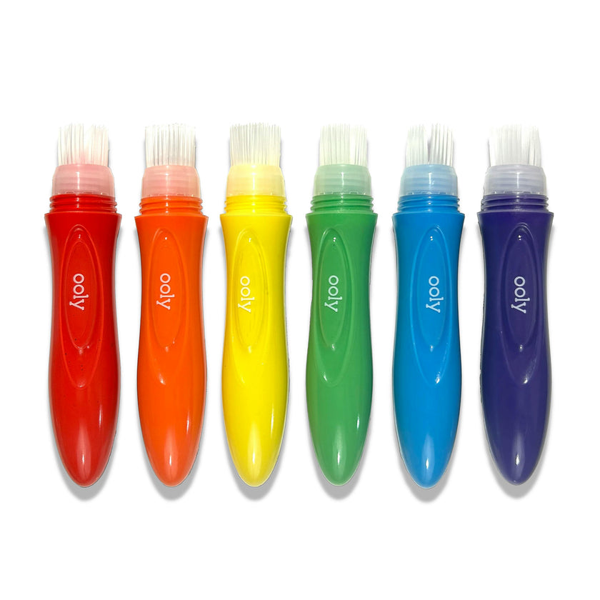 Easy Squeezy Squeezable Poster Paint Brushes - Easy Grip - Set of 6