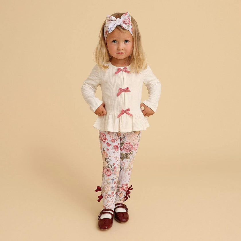 Ivory Pacci Ribbed Bow Top