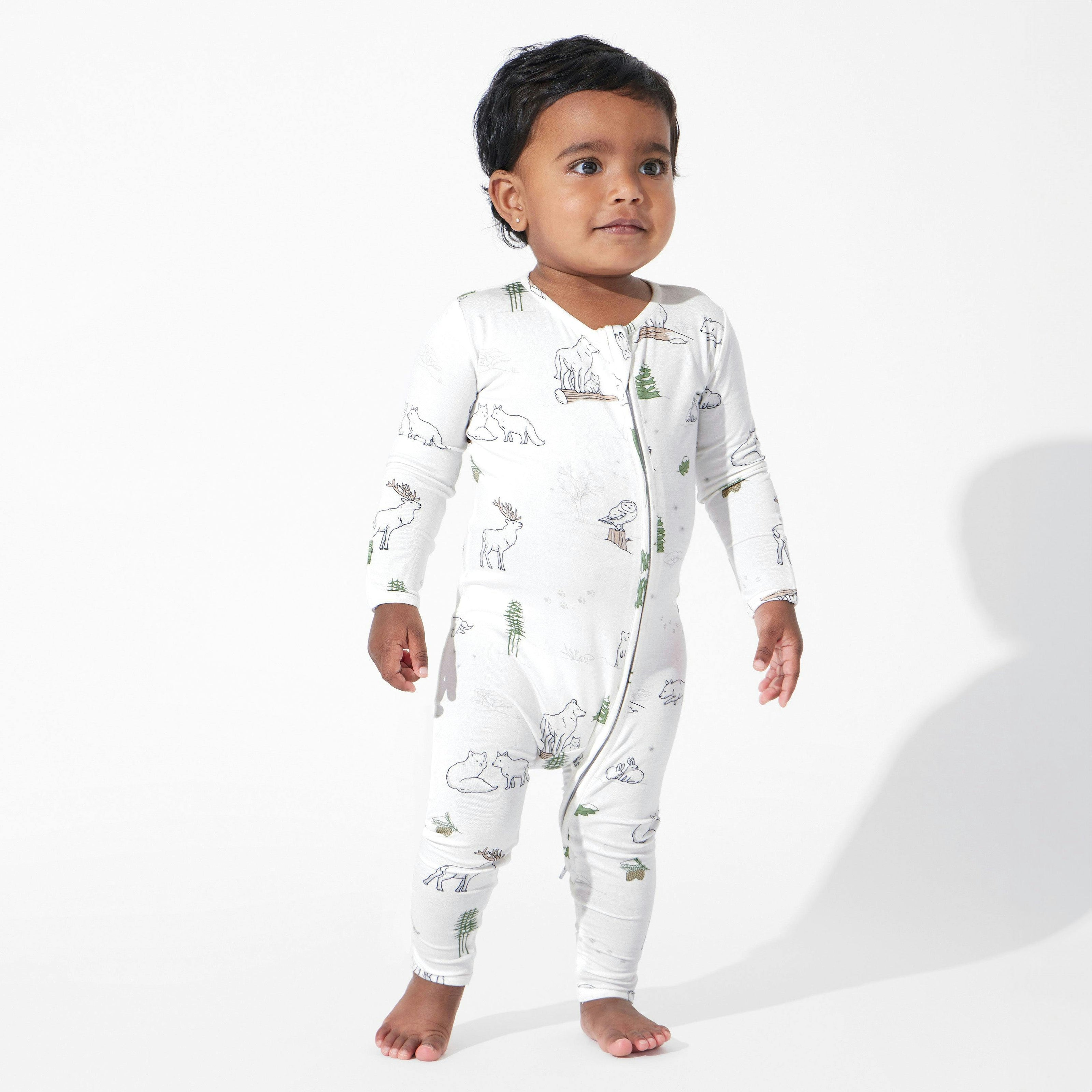Winter Forest Animals Bamboo Convertible Footie