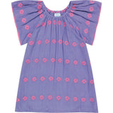 Mini Capucine Girl's Caftan Periwinkle Embroidery, Purple