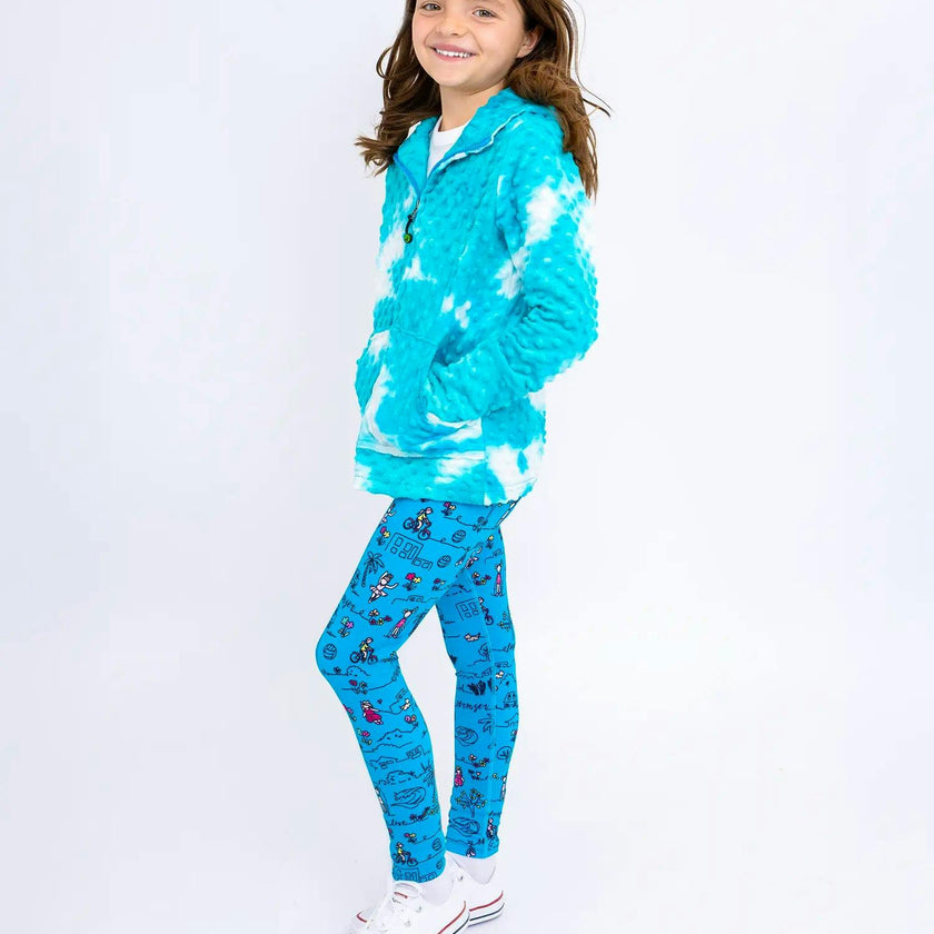 Hailey - Printed Blue Activewear Leggings