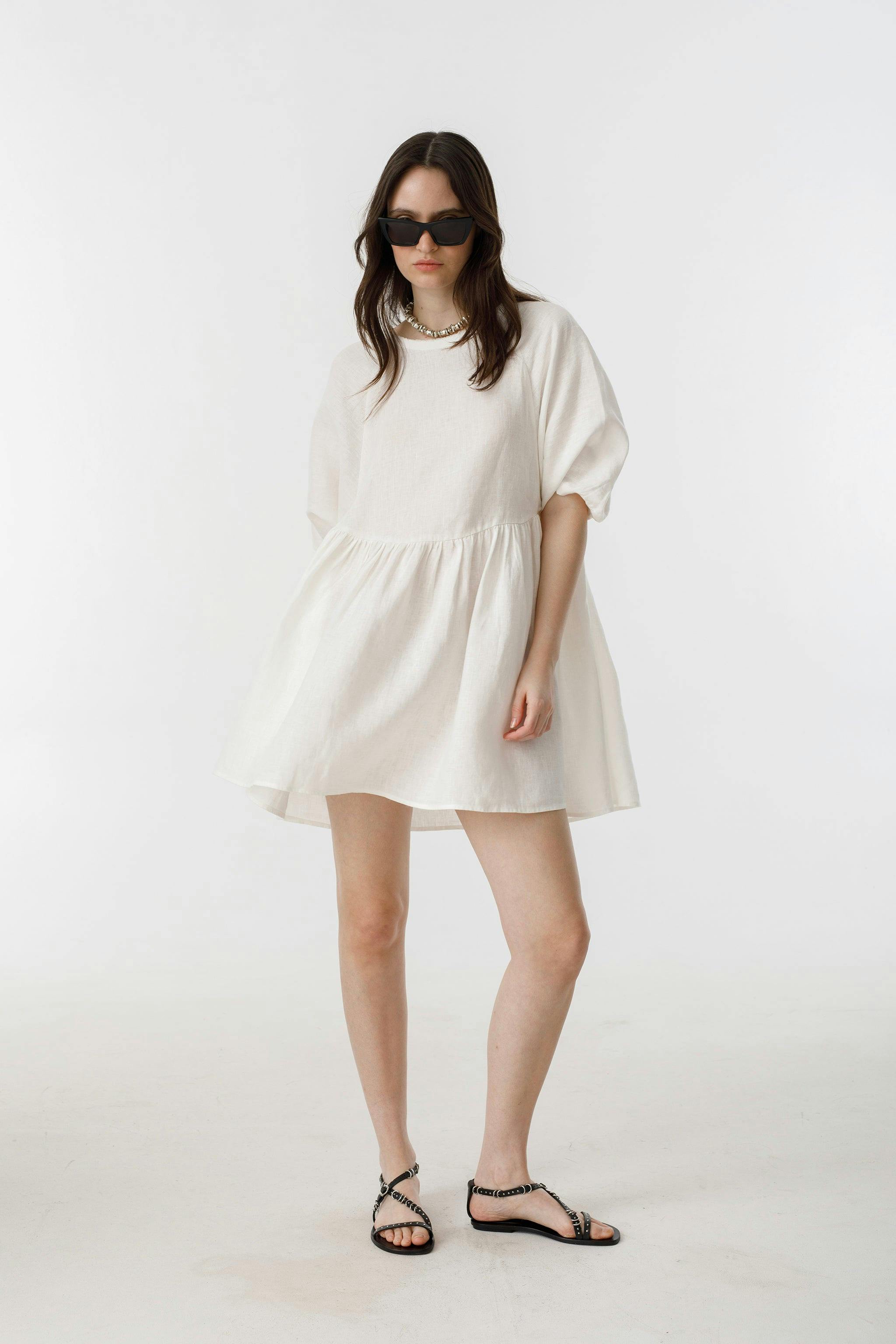 Alcala Linen Dress - Off White