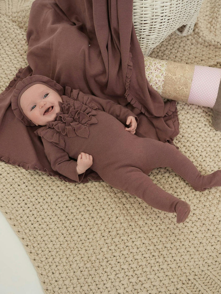 Ruffle Chest Long Sleeve Footie