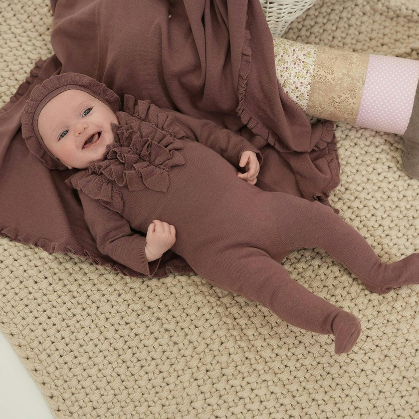 Ruffle Chest Long Sleeve Footie