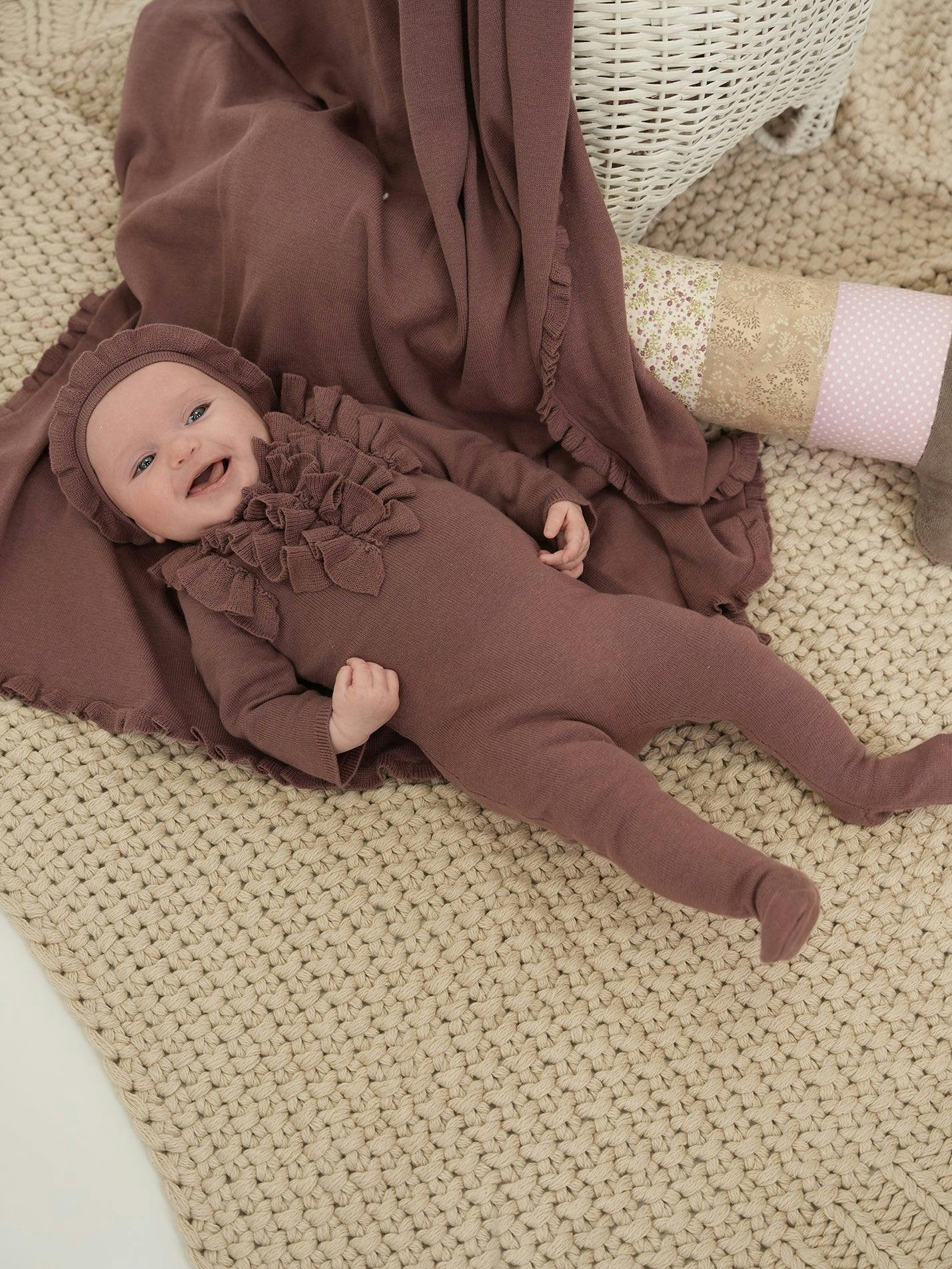 Ruffle Chest Long Sleeve Footie
