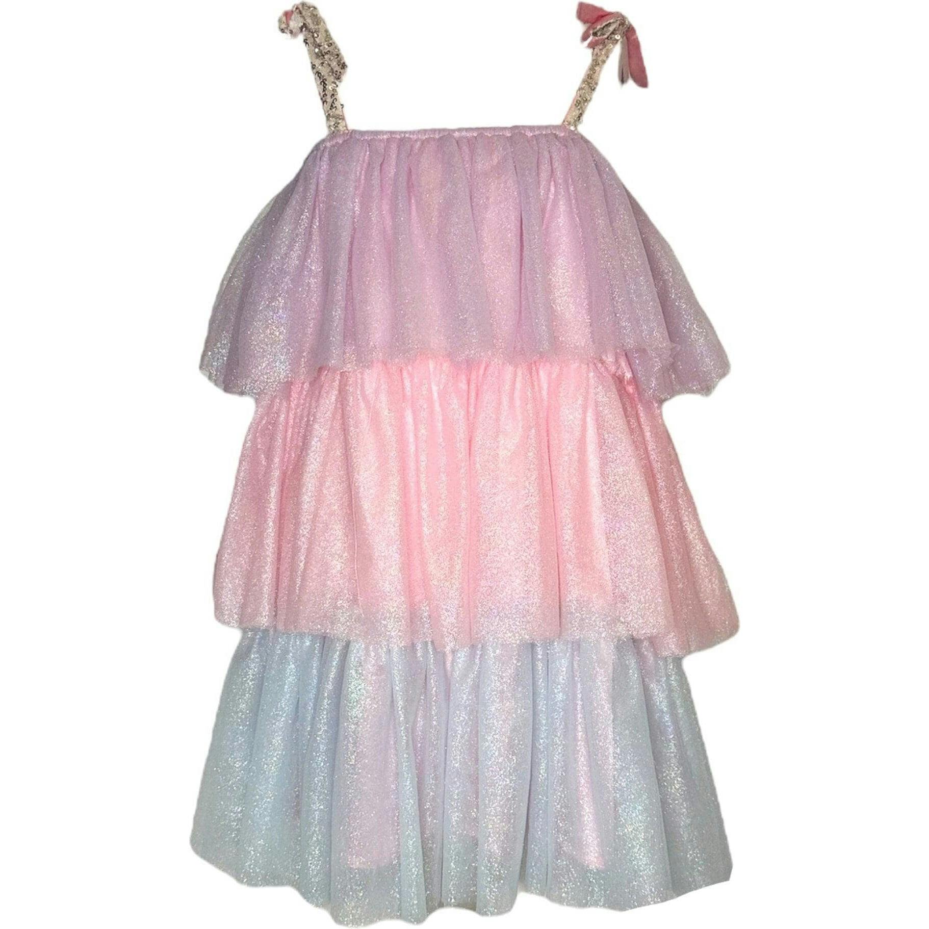 Sparkle Ombre Tie Shoulder Tired Dress